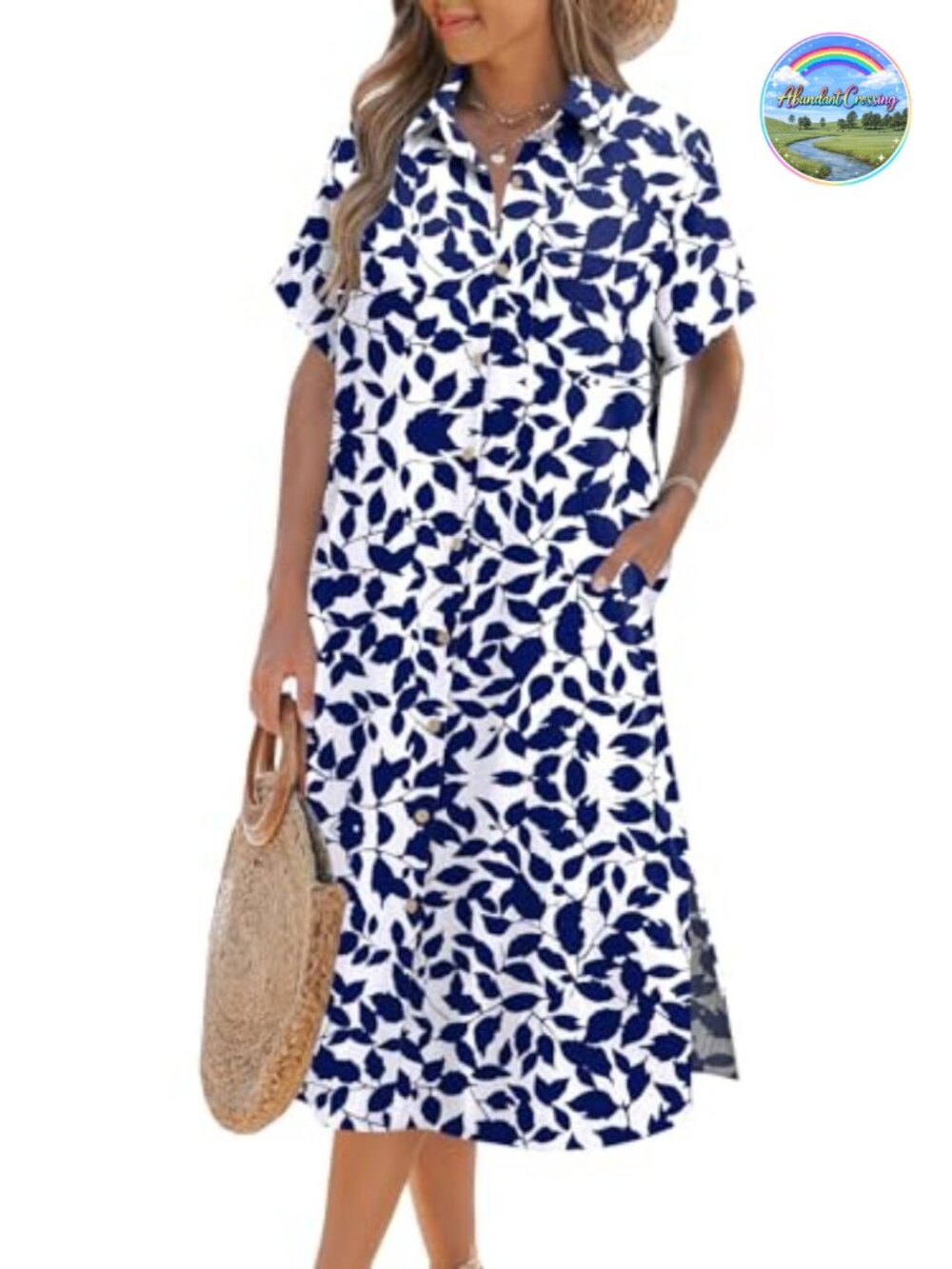 Zeagoo Women's Floral Button Down Midi Dress with Pockets
